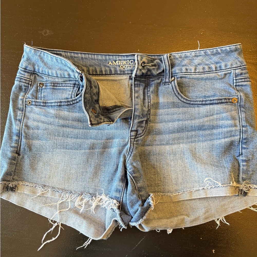 American Eagle Outfitters Blue Jean Shorts Distressed Cut-Off